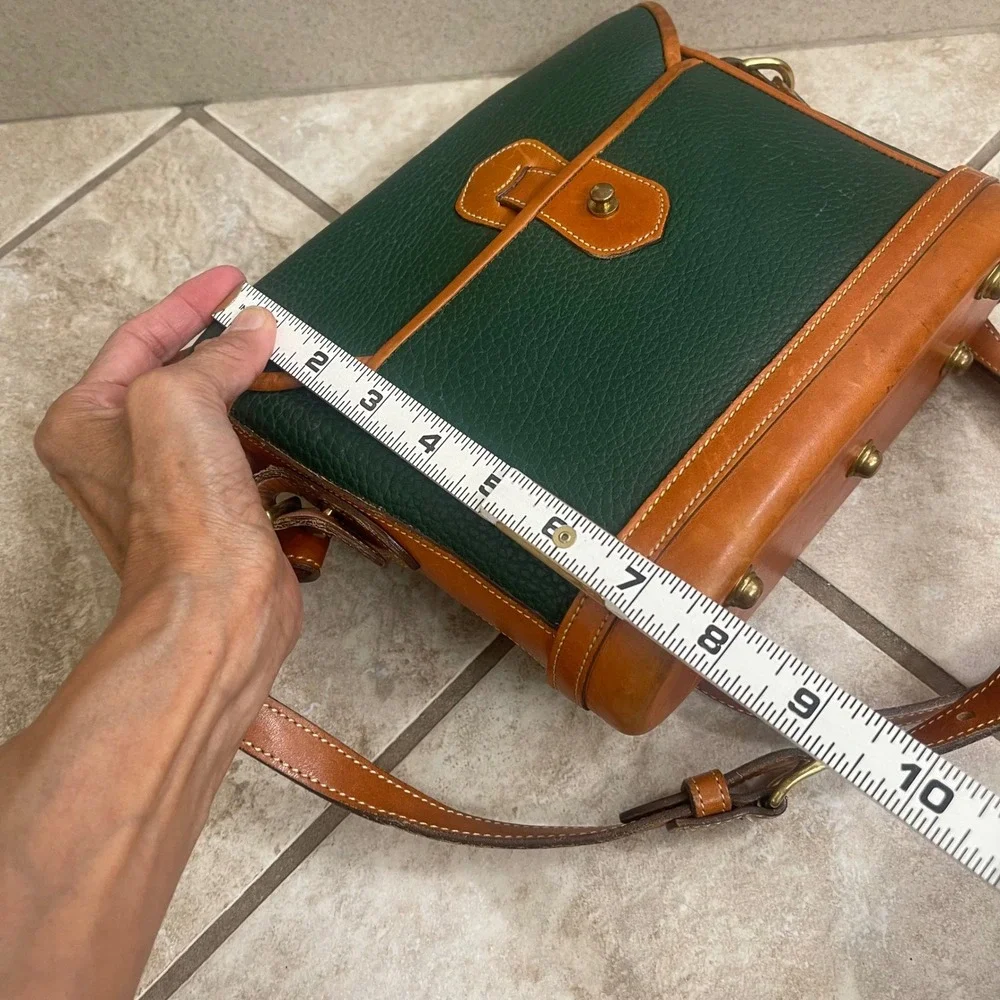Dooney & Bourke Vintage All Weather Leather Green Tan Crossbody Bag Duck Fob